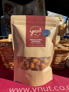 ynut 260g coconut candied caramelised macadamias made in NZ